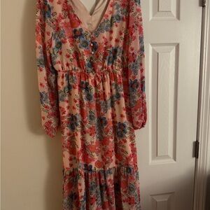 Floral Pink and Blue Women's Dress